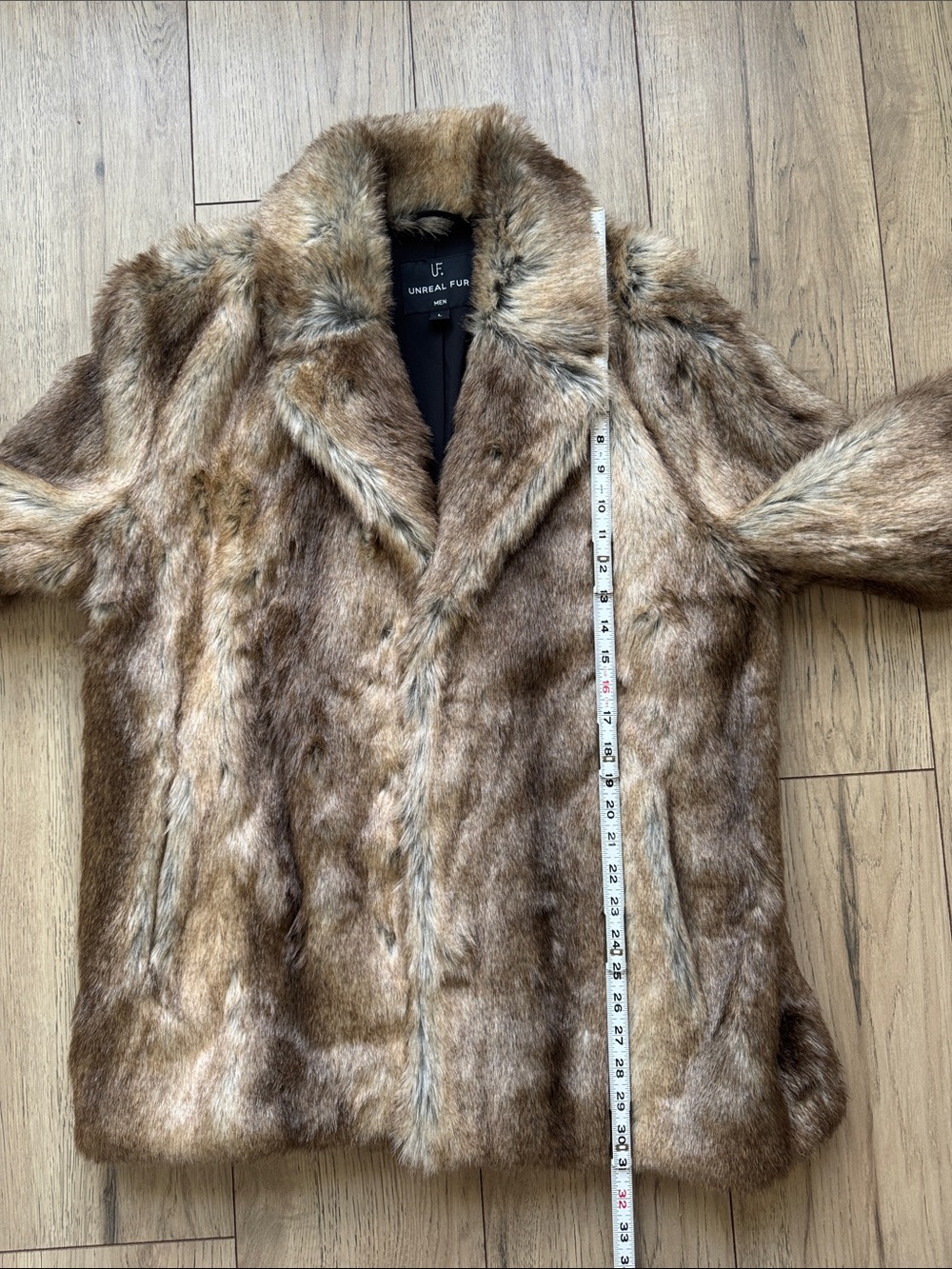 Unreal Fur Lupin Blazer Faux Fur Coat Brown Men’s Large Certified Vegan - Picture 5 of 11